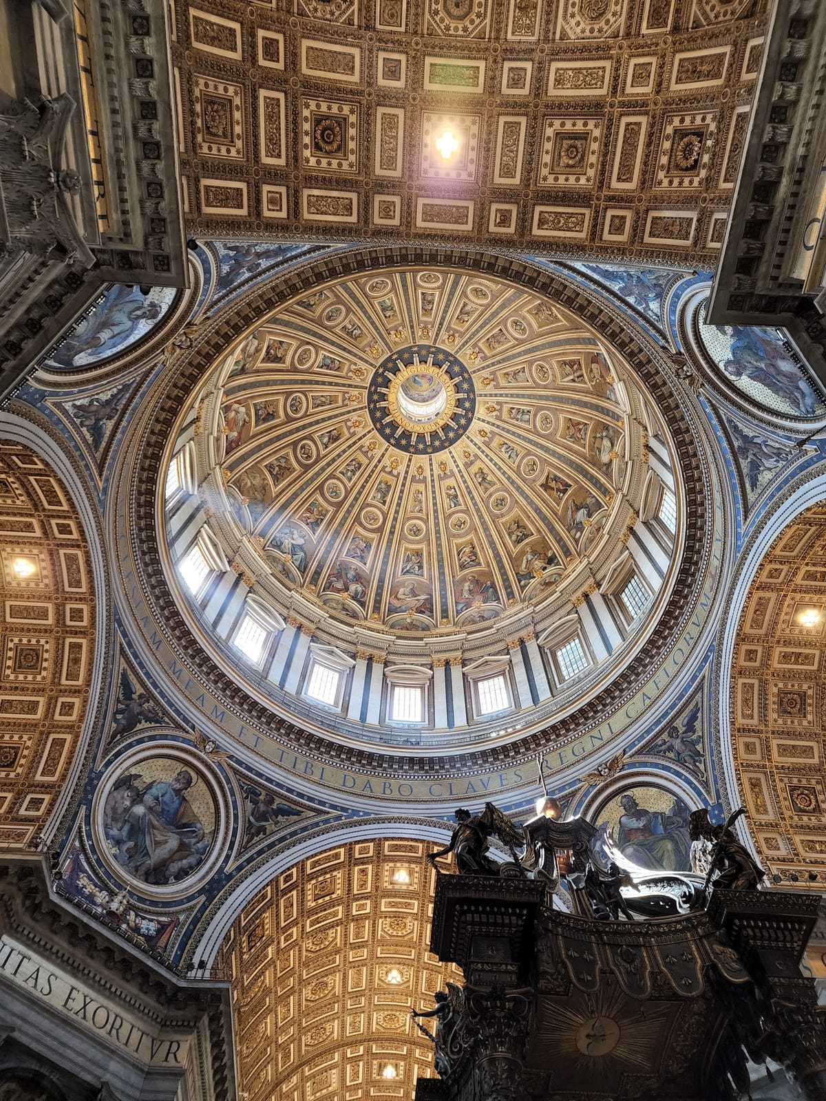 Sunlight through the dome of St. Peter's Basilica in Rome